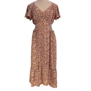 Max Studio Floral tiered smocked midi dress